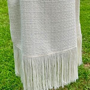 Zara Fringed Ivory top with hidden zipper XL